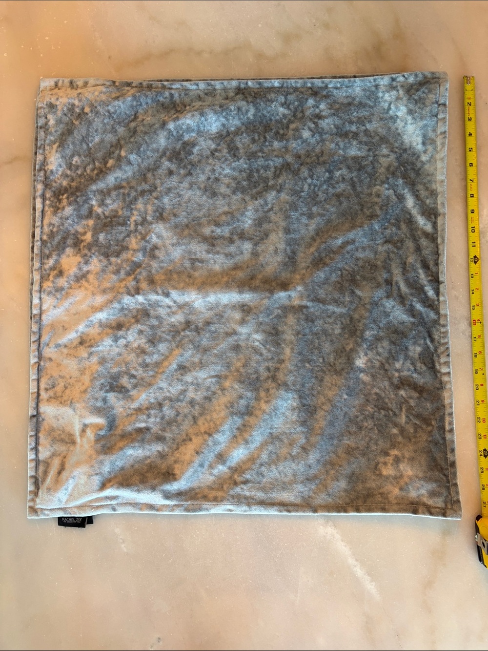 (2) Rachel Zoe Plush Velvet Pillow Cover Euro Sham - Icy Blue Gray